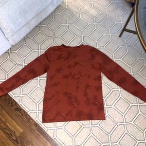 men’s long sleeve lululemon shirt- red tye-dye